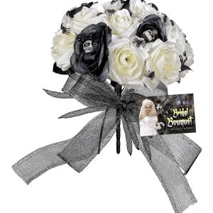 Bouquet sposa halloween con teschi e ragni