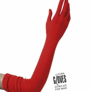 Guanti rossi lunghi in lycra 60 cm