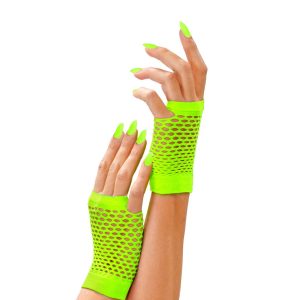 Guanti a rete senza dita fluorescenti verdi