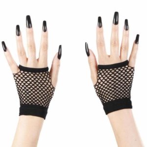 Guanti a rete senza dita neri
