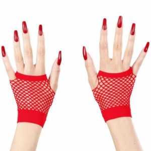 Guanti a rete senza dita rossi