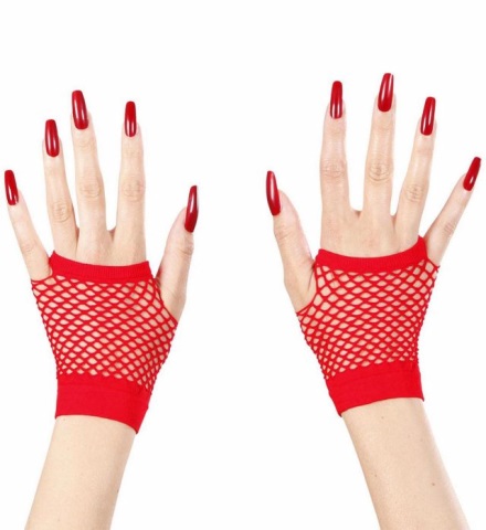 Guanti a rete senza dita rossi - immagine 2