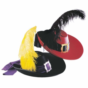 Cappello moschettiere con piuma in feltr