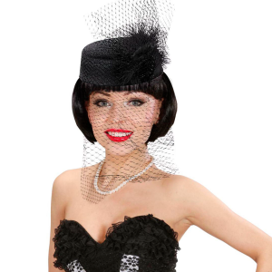 Cappello tina con rete e piuma