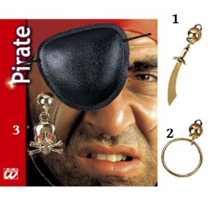 Set pirata benda per occhio e orecchino