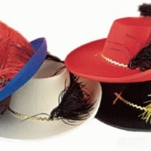 Cappello moschettiere con piuma in feltr