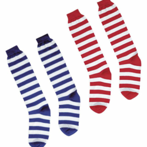 Calze rigate corta rosso-bianco o blu-bi