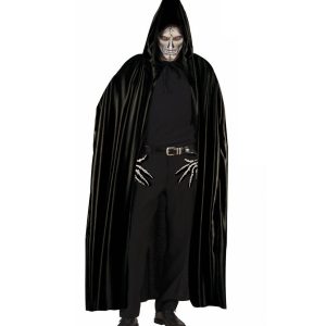 Mantello nero con cappuccio 142 cm