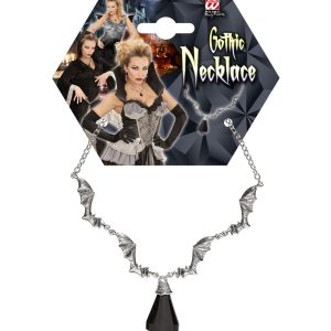 Collana pipistrelli con gemma nera