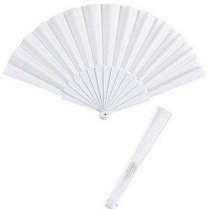 Ventaglio bianco in tessuto 23 cm