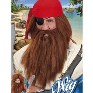 Parrucca marrone da primitivo/pirata con barba