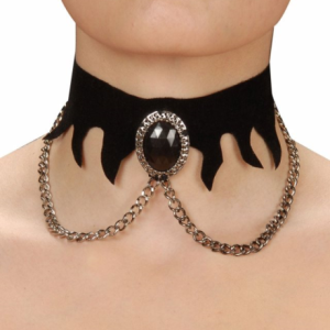 Collare gotico in velluto con gemma nera