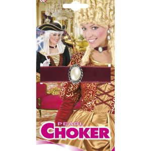 Collarino velluto burgundy con gemma per