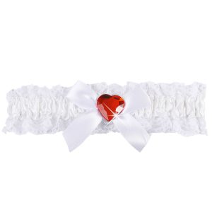 Giarrettiera bianca con fiocco e gemma
