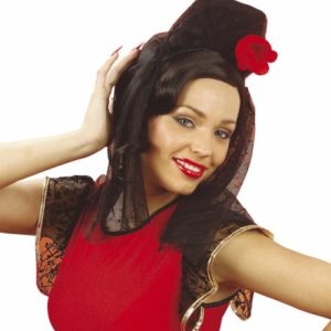 Copricapo spagnola con rosa rossa