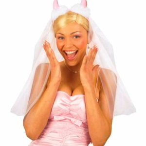 Velo sposa con corna diavolo rosa