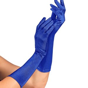 Guanti in raso blu 40cm