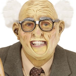 Maschera da vecchio 3/4 con capelli e bocca aperta