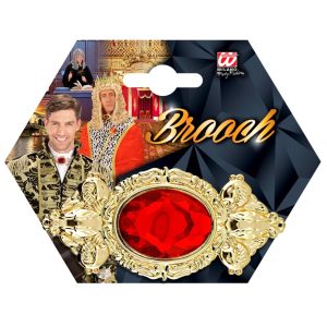 Maxi spilla con gemma rossa