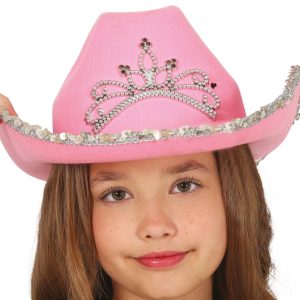 Cappello Cowboy in Feltro Rosa Taglia Bambino