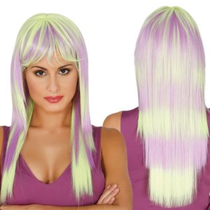 Parrucca pop lilla-verde fluo