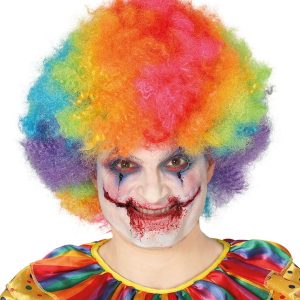 Parrucca riccia da clown multicolore