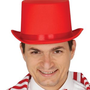 Cappello cilindro in tessuto alta qualita rosso