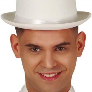 Cappello clindro in feltro bianco