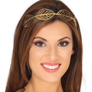 Tiara foglie metalliche oro donna romana