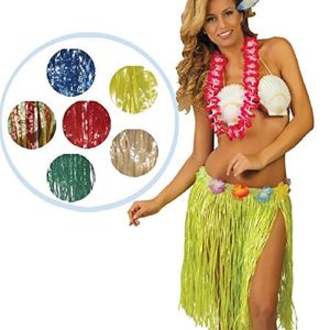 Gonna hawaiana hawaii con fiori colore verde 55 cm