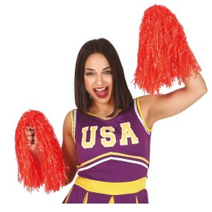 Coppia pom pom in plastica rossi