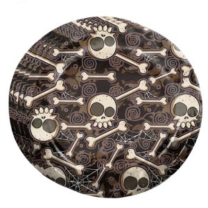 Piatti con teschi e ossa 23 cm 8 pz.