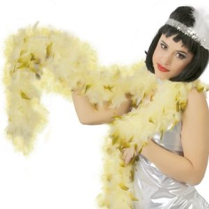 Boa di piume avorio e verde cm 180