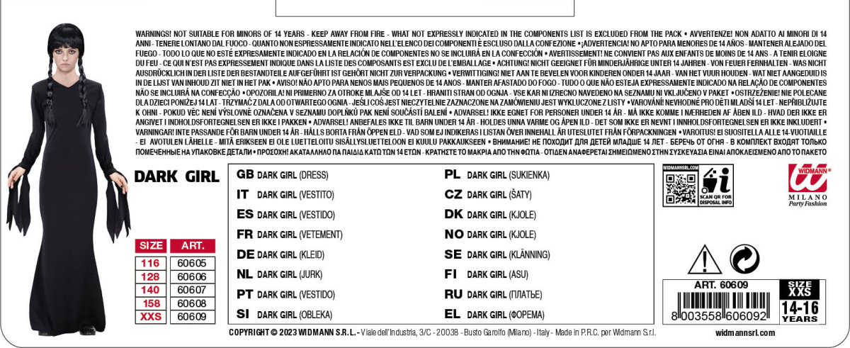 Costume da dark girl per bambina, gotico - immagine 5