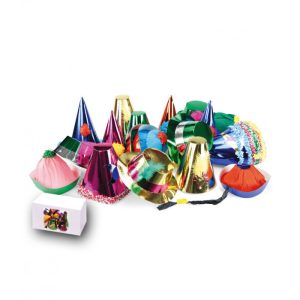 50 cappelli grandi metallizzati in carta h. cm. 10/25 circa modelli assortiti