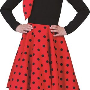 Rock rool gonna rossa pua nero per bambina