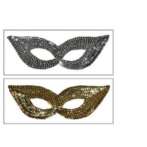 Maschera domino oro o argento paillettes