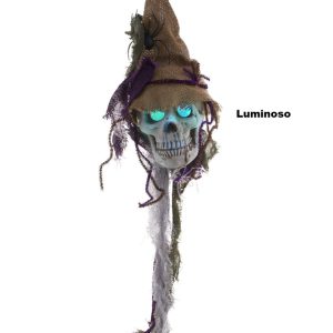 Teschio da decorazione appeso con luce 83 cm