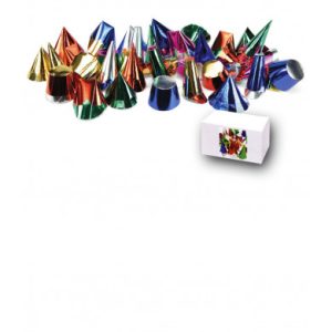 100 cappellini mignon metallizzati in carta h. cm. 5/9 circa modelli assortiti