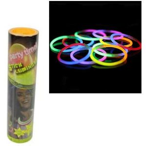 100 braccialetti luminosi fluorescenti multicolor fluo + 100 connettori