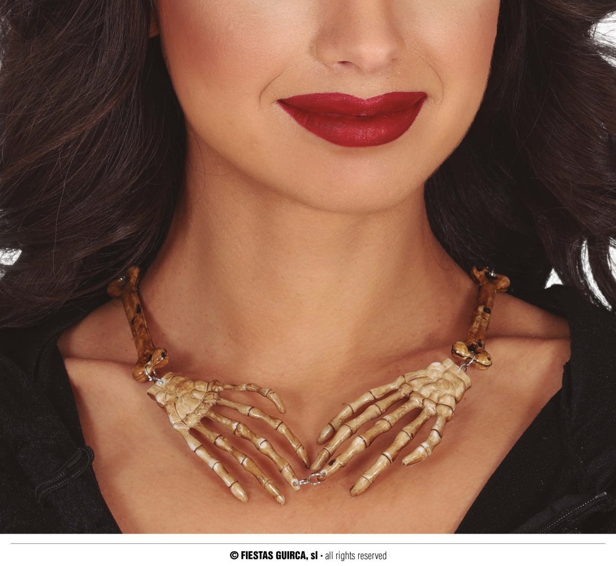 Collana sciamana scheletro mani marrone halloween - immagine 2