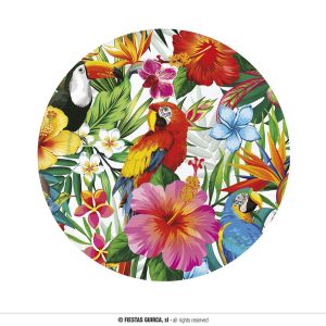 6 Piatti carta 23cm Pappagallo Hawaii