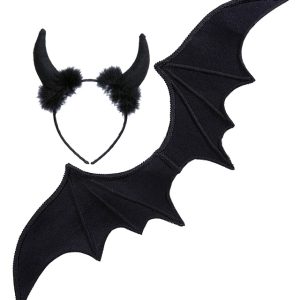 Set da diavolo, ali e corna nere