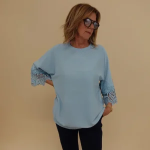 Maglia Ricamo Azzurro