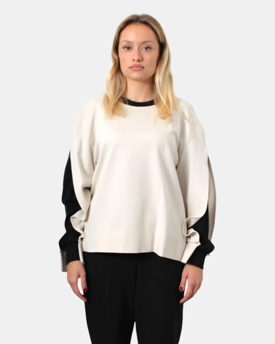 FELPA A GIROCOLLO JIJIL - AVORIO/NERO - immagine 7