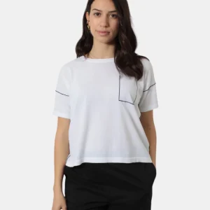 maglia a girocollo roberto collina con contrasti - b0801 bianco