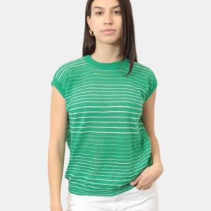 canotta roberto collina a righe - b1824 verde/bco