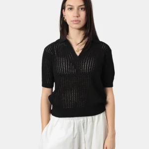 polo a manica corta roberto collina in rete - b2009 nero