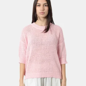 maglia a girocollo roberto collina - b4131 rosa