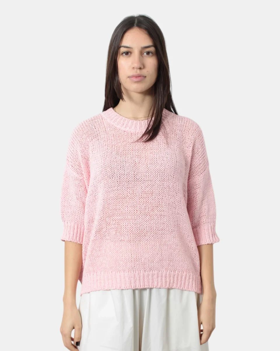 maglia a girocollo roberto collina - b4131 rosa - immagine 2